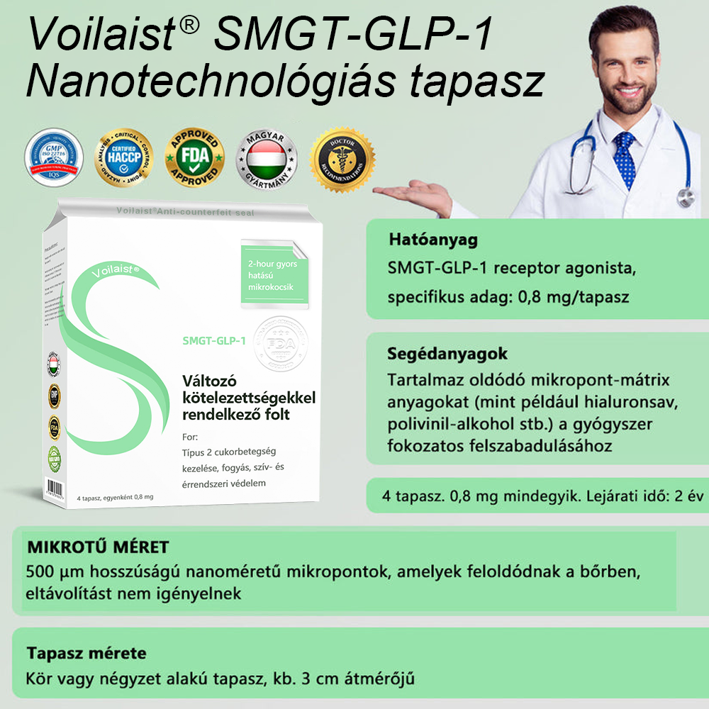 🍏Voilaist® SMGT-GLP-1 Nano Mikrotűs Tapasz (Fájdalommentes, hosszan tartó, kezeli a cukorbetegséget, az elhízást és a szív- és érrendszeri betegségeket)