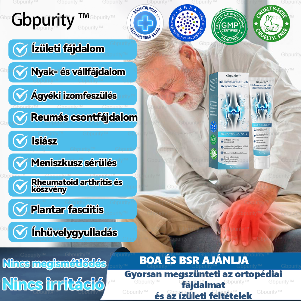 💙Gbpurity™ Hialuronsavas Ízületi Regeneráló Krém -👩‍⚕️(Átfogó kezelés az ízületi gyulladásra, idegfájdalomra, izomfájdalomra)