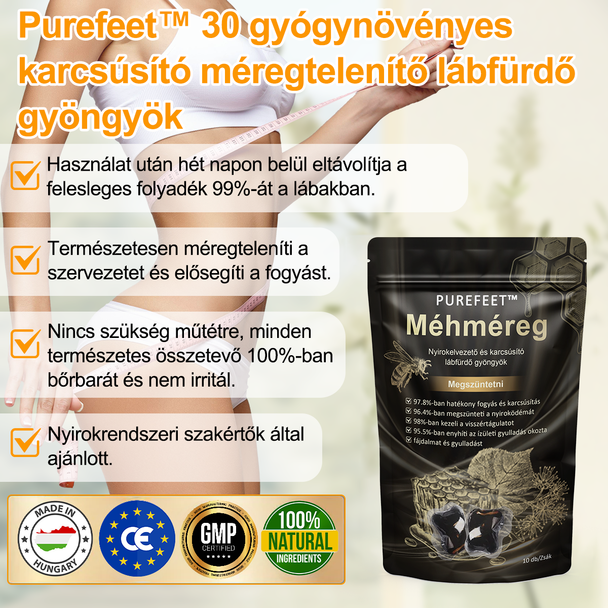 👑Purefeet™ Méhméreg Nyirokelvezető és karcsúsító lábfürdő gyöngyök - Minden nyirokproblémára és elhízásra alkalmas -CE tanúsítvánnyal