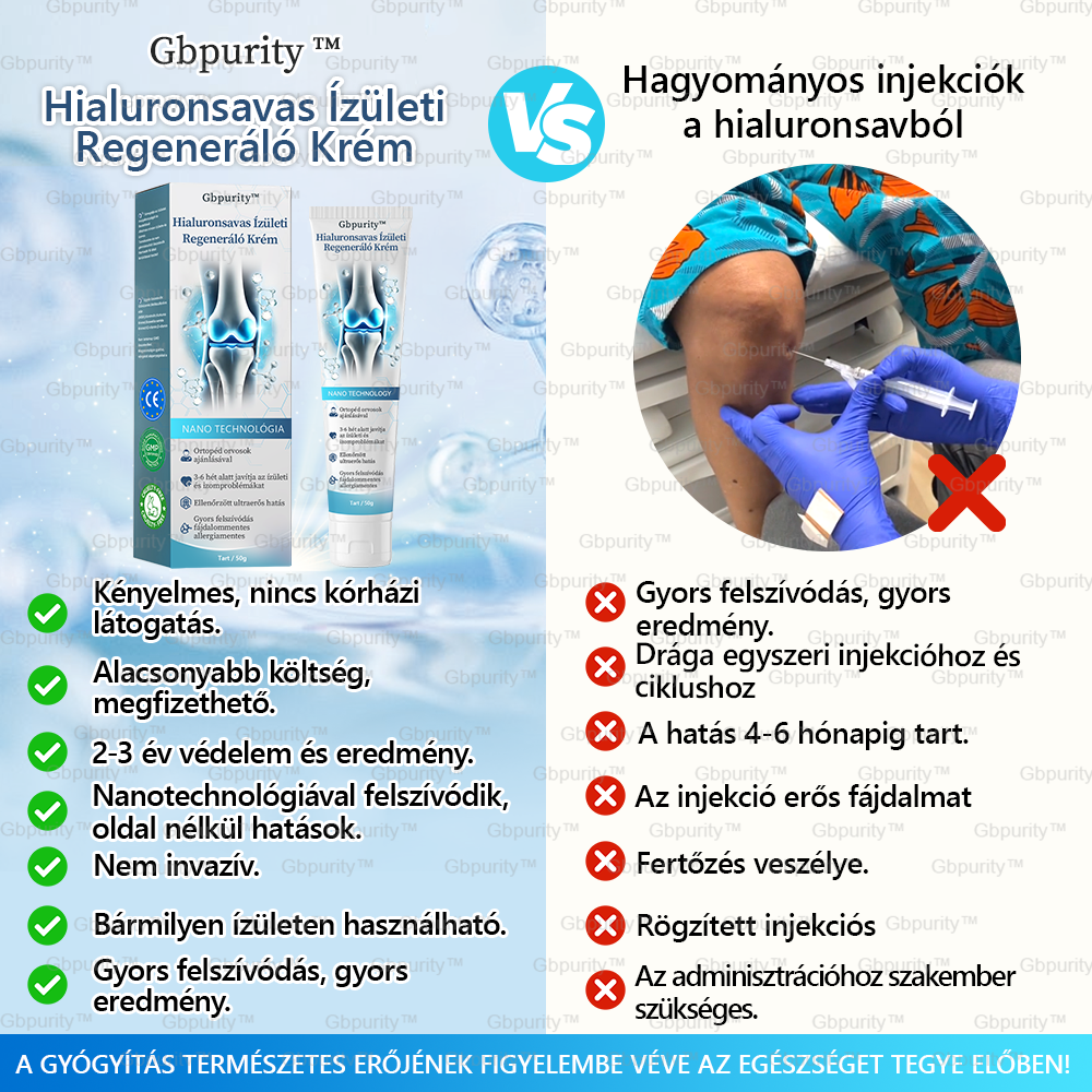 💙Gbpurity™ Hialuronsavas Ízületi Regeneráló Krém -👩‍⚕️(Átfogó kezelés az ízületi gyulladásra, idegfájdalomra, izomfájdalomra)